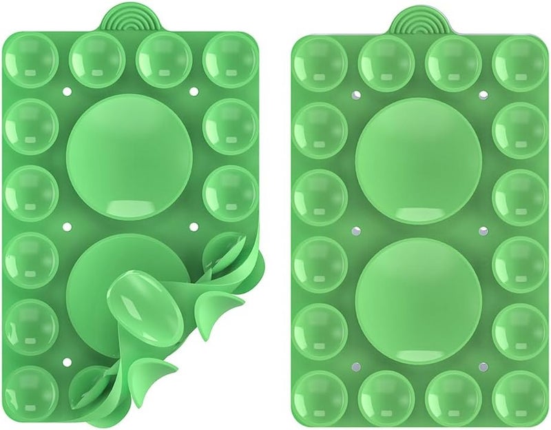 ZYCCER Double Sided Silicone Suction Phone Holder Mount,Compatible with iPhone and Android Cases Hands-Free Mirror Shower Phone Mount Strong Grip Holder (Grass Green, Double Sided 2PCS) - Image 3